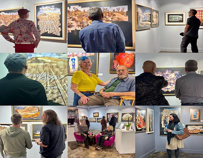 montage of works by Patrick Walsh displayed in galleries